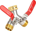 Hose Splitter 2 Way, High Flow Garden Hose Splitter, 3/4” Ght Inlet Brass Heavy Duty Hose Converter, water 2 Way Faucet hose splitter, Long Handle Hose Valve Large Outlet.