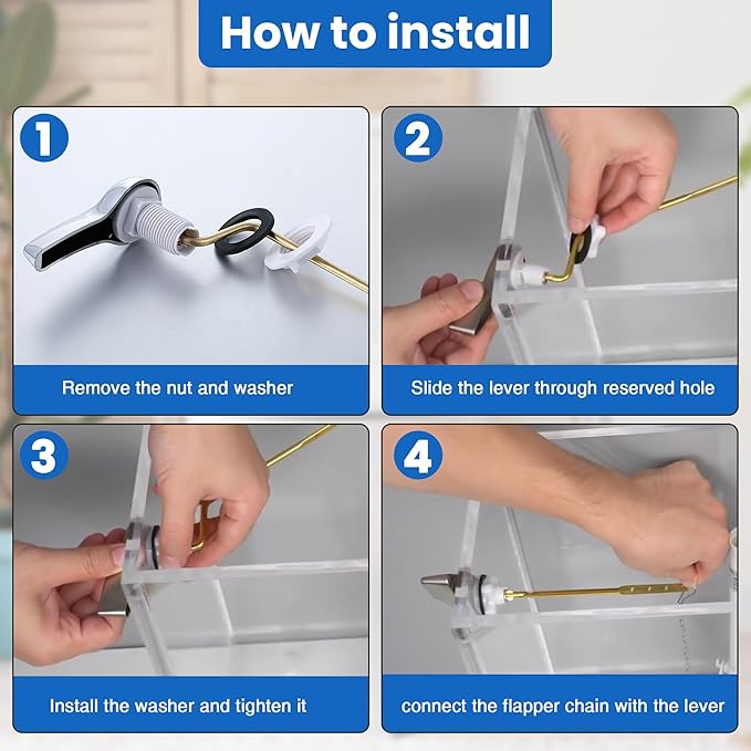Saillong Universal Toilet Flusher Replacement Kit, Fill Valve, 2-Inch Flapper, Side Mount Handle Lever, Water-Saving, Adjustable Toilet Repair Kit Inside Tank, Easy to Install(1 Set,Blue Grey, Blue)