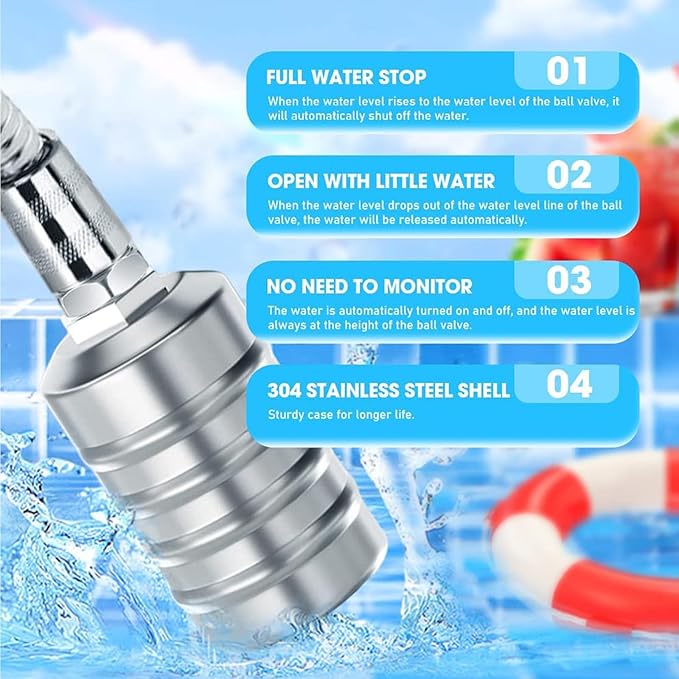 2 Pack 304 Stainless Steel Automatic Water Level Control Float Valve - No Electricity Needed for Water Tanks, Pools & Livestock (1/2” & 3/4” Kit with Side/Top Entry)