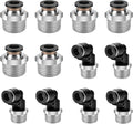 12 Pcs Push to Connect Fittings 1/4 Inch Tube OD x 3/8 Inch NPT Thread Pneumatic Male Straight and Elbow Quick Connect Air line fittings