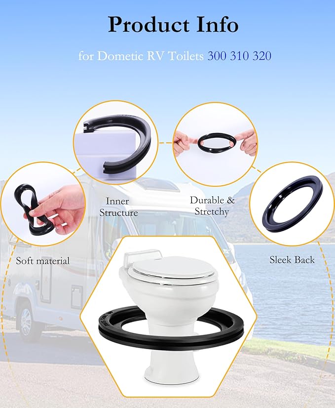 RV Toilet Seal Replacement 2-Pack for Dometic 300/310/320 Toilets, High-Grade Flush Ball Seal Gasket Kit 385311658-Durable Rubber, Easy Installation, Fix Leakage & Odor, for Camper/Travel Trailers (2)