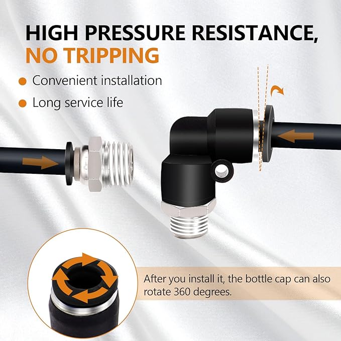 mankk 12PCS 1/4 Inch Tube OD x 1/8 Inch NPT Thread Elbow and Straight Combination 1/4 Push to Connect Fittings Pneumatic Fitting Kit Air Hose Quick Connect Fittings