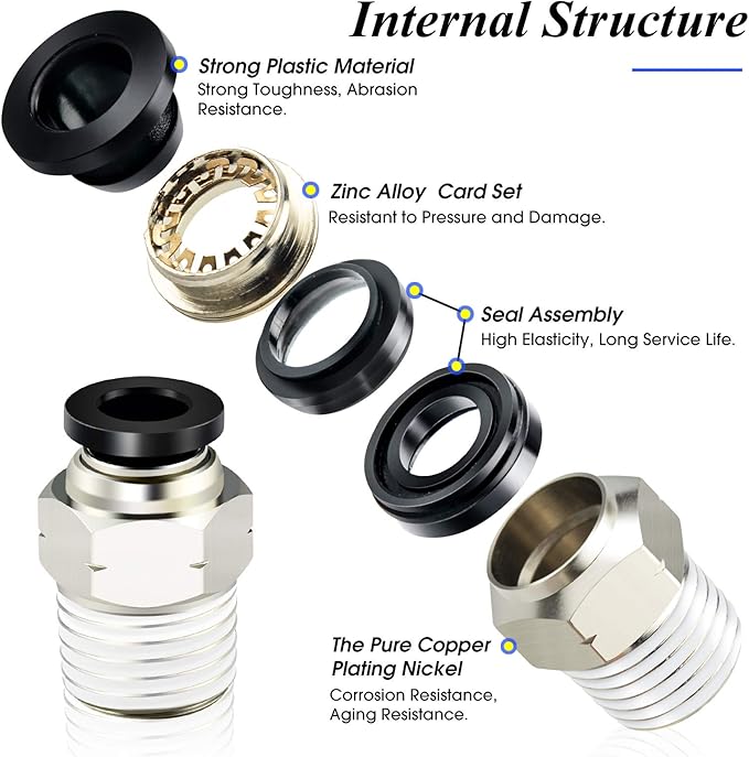 TAILONZ PNEUMATIC Elbow and Straight Combination 5/16 Inch Tube OD x 3/8 Inch NPT Thread Push to Connect Fittings PC-5/16-N3+PL-5/16-N3(Pack of 12)