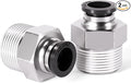 TAILONZ PNEUMATIC Male Straight 3/8 Inch Tube OD x 1/2 Inch NPT Thread Push to Connect Fittings PC-3/8-N4 (Pack of 2)