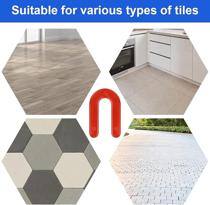 DGSL Tile Leveling System Tile Spacers 1/8 Inch, 500 pieces Horseshoe Shim U Shape Plastic Tile Leveling Clips for Various Types of Tile Leveling (Red)