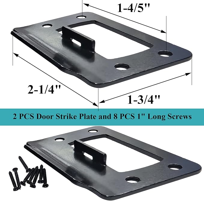 2-1/4" by 1-3/4" Door Latch Restorer Strike Plate for Doors, 2 PCS Universal Door Lock Hardware with Foul 1" Long Screws (Classic Black)