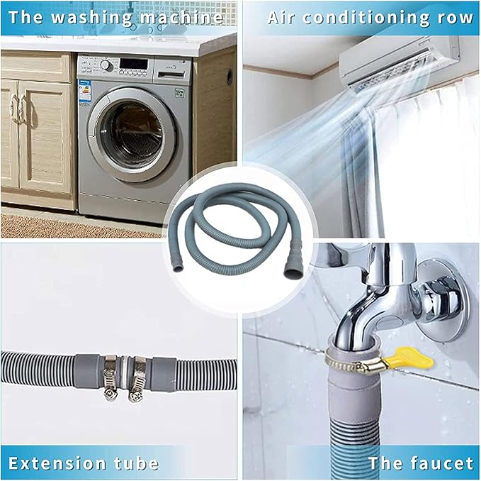 10ft Washing Machine Drain Hose, Universal Drain Hose Extension Kit for Washer, Dishwasher, Flexible Discharge Hose for LG/GE/Samsung, Fit up to 1-1/2 Inch Drain Outlets (10)