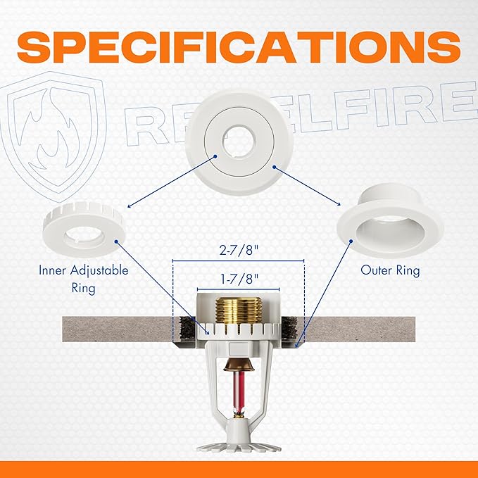 Recessed Fire Sprinkler Escutcheon 3/4 in. IPS - 2 Piece in White - Depth Adjustment Range up to 3/4 in. for Fire Sprinkler Trim