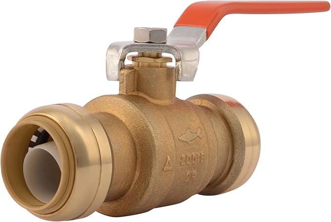 SharkBite 1 Inch Ball Valve, Push to Connect Brass Plumbing Fitting, Water Shut Off, PEX Pipe, Copper, CPVC, PE-RT, HDPE, 22223-0000LFA