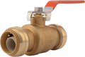SharkBite 1 Inch Ball Valve, Push to Connect Brass Plumbing Fitting, Water Shut Off, PEX Pipe, Copper, CPVC, PE-RT, HDPE, 22223-0000LFA