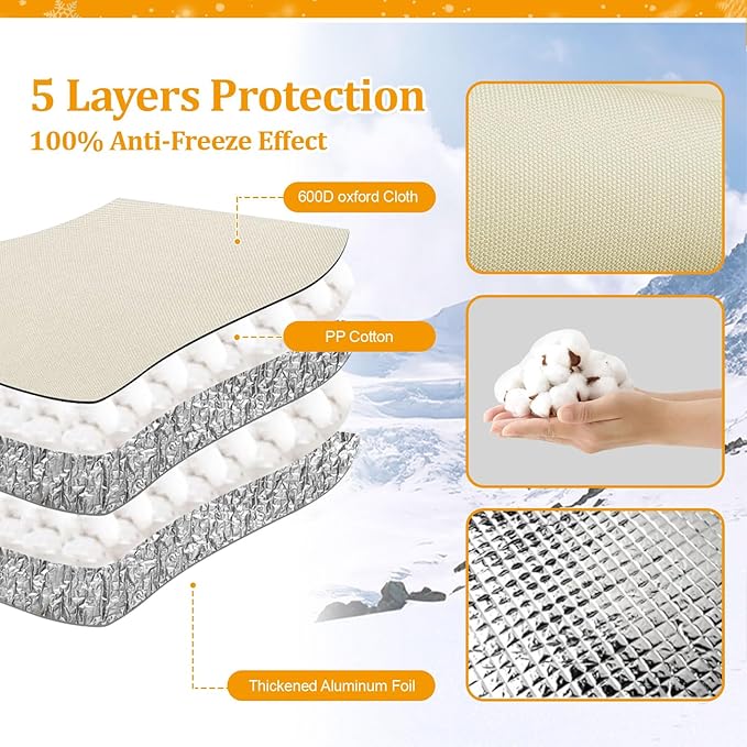 Backflow Preventer Cover (5°F) Heavy-Duty 5-Layer Insulated Enclosure, Freeze & All-Weather Protection for Outdoor Pipe, Irrigation Sprinkler Valve, Well Water Pump & PVB, 24" Wx18 H Beige
