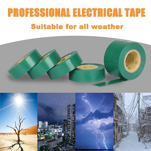 Green Electrical Tape, UL Approved, 9 Pack 0.7in X 33ft, Industrial Grade Vinyl Electrical Insulating Tape, Electric Tape for Improvement Electrical Equipment