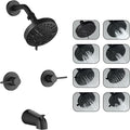 2 Handle Shower Faucet Set with Tub Spout Matte Black Two Handles Shower Faucet Set Bathtub Shower Faucet Combo, Wall Mount