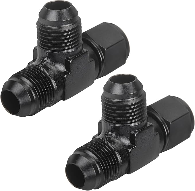 8AN Flare Male Tee Fitting Adapter with AN8 Female Swivel on Run Aluminum 2Pcs
