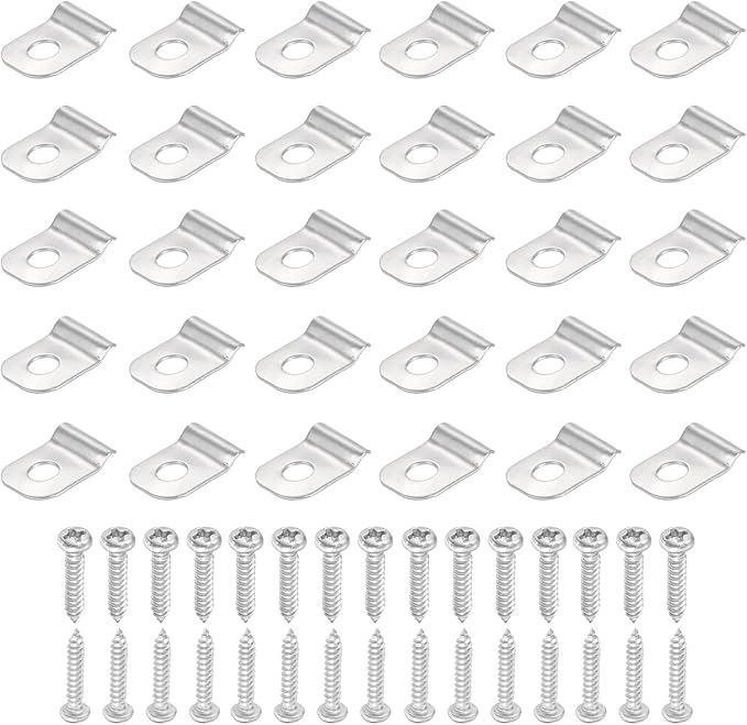 uxcell 30Pcs 2mm(1/16") One Hole Rigid Pipe Strap, 304 Stainless Steel Conduit Clamp Thicken U Bracket Heavy Duty Pipe Clamp with Self-Tapping Screws for Fixing Tube Cable, Silver