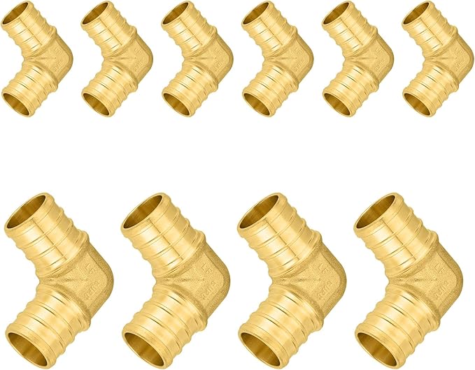 10-Pack PEX Fittings Niikappu 1"x1" Pex Elbow, Brass Crimp Pipe Fittings for PEX Pipes, ASTM F1807