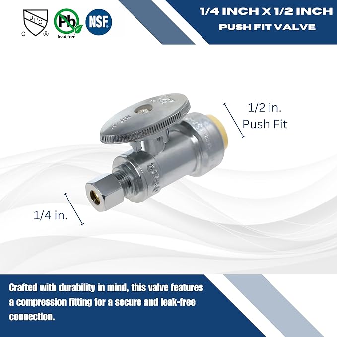 XFITTING OD Compression 1/4 Inch x 1/2 Inch Push Fit Valve, Push Fit Straight Valve, 30-1-6=10XX, 10 Pieces