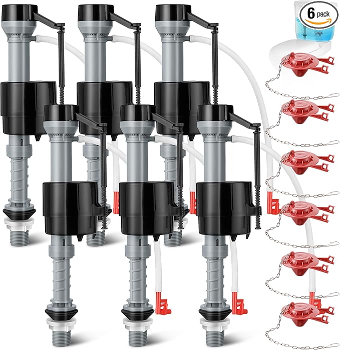 Saillong 6 Sets Toilet Float Replacement Kit, Universal Toilet Flusher Replacement Kit and 2 Inch Flapper Replacements, High-Performance Tank Water Control and Fill Valve