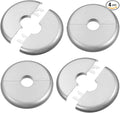 4 Pcs Escutcheon Plate, Self-Adhesive Plumbing Cover Plates, Round Escutcheon Plate for 0.7In Diameter Water Pipes, Wall Split Flange for Kitchen Toilet Faucet Decoration (Silver)