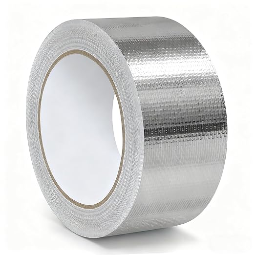 Quinnsus 2" x 66 Ft Aluminum Foil Tape, 5.91 mil - Heavy Duty Heat Shield & Thermal Insulation Fiberglass Tape for HVAC Ductwork, Metal Ducts, Dryer Vents, AC Pipes, Exhaust Repair