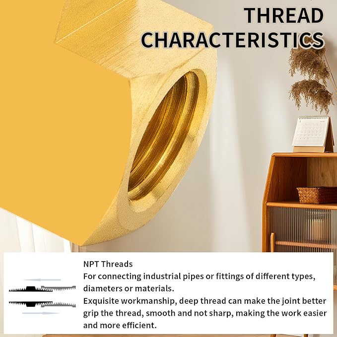 ChillWaves Brass Pipe Fitting, Barstock Tee 1/2" x 1/2" x 1/2" NPT Female Thread Adapter(1-PACK)