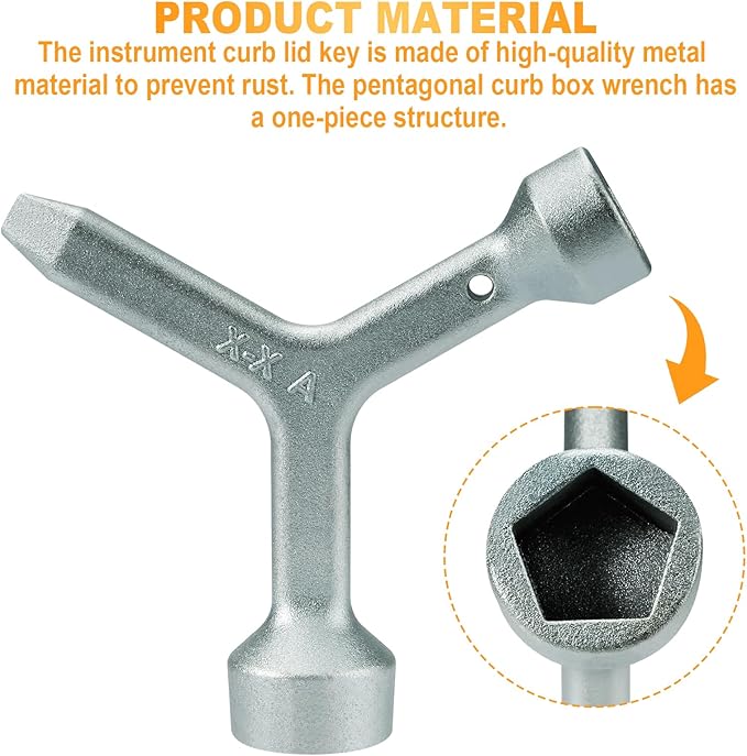 MKF2 Meter Curb Box Key triangle curb box wrench,Electric Box Key Water Meter Key for meter pit lids and meter box lids and curb box