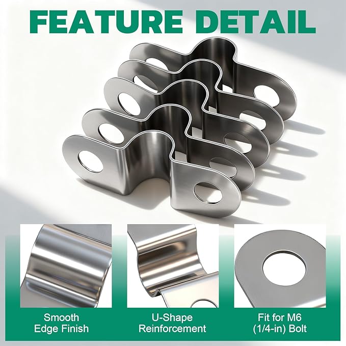 16pcs 1-9/16 Inch Conduit Clamp 304 Stainless Steel, Rigid Metal Pipe Clamp U Bracket, 2 Holes Pipe Strap for Automotive, Wire & Tube