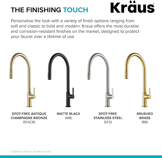 KRAUS Oletto High-Arc Single Handle Pull-Down Kitchen Faucet in Spot Free Antique Champagne Bronze, KPF-2821SFACB
