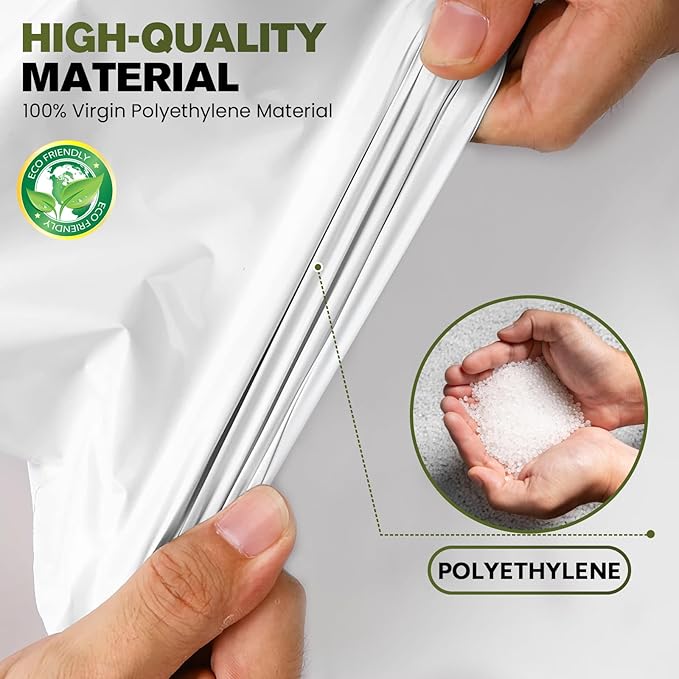 White Crawl Space Vapor Barrier, 10 Mil Vapor Barrier, 12' x 12', Heavy Duty Polyethylene Film, Thick Plastic Sheeting, Plastic Drop Cloth Covering for Crawlspace, Basement, White