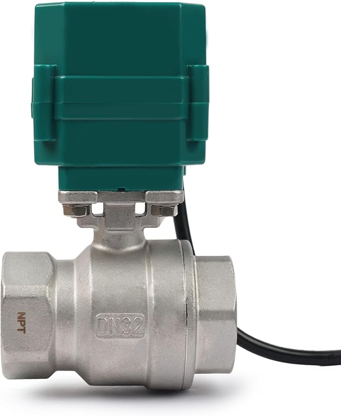 U.S. Solid 1-1/4" Motorized Ball Valve with US Plug 110VAC Stainless Steel Electrical Ball Valve,Auto Return, Normally Closed, IP65(8-PACK)