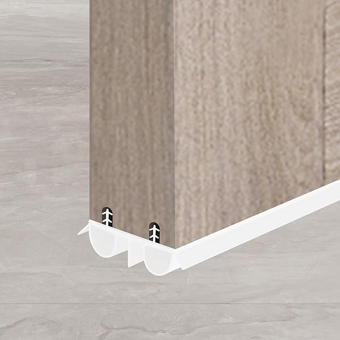 36" Kerf Slide-in Double Bulb Seal Weatherstrip Door Bottom – Durable Seal for Energy Efficiency & Draft Protection (White)