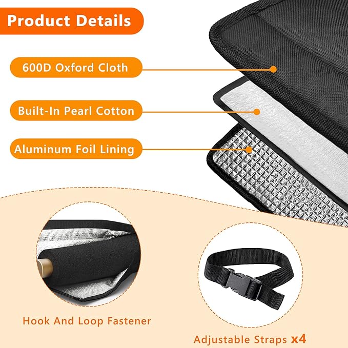 3 Layers HVAC Copper Pipe Insulation Cover,72"x10.2" Weatherproof 600D Oxford AC Pipe for Outside,Black Flexible Copper Line Insulation Sleeve for Central Air Conditioning Mini Splits