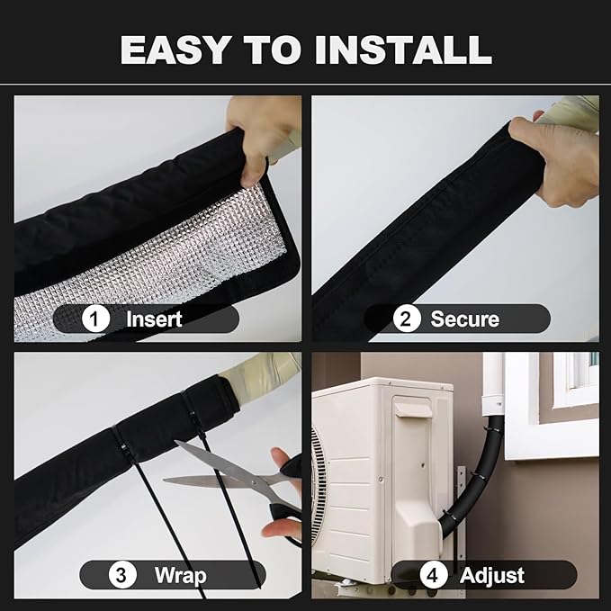 2 PSC 3 Layers HVAC Copper Pipe Insulation Cover Protector Outdoor 600D Oxford AC Copper Line Insulation Sleeve Wrap for Outside 72x10.2In with 20 Cable Ties for Central Air Conditioning Mini Splits