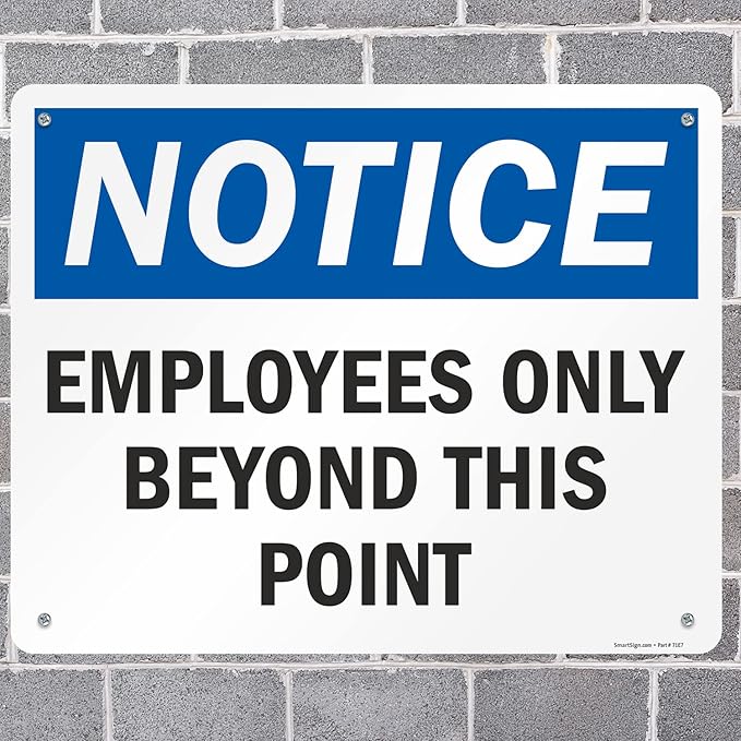 SmartSign 24 x 30 inch “Employees Only Sign, Employees Only Beyond This Point Sign” Metal Sign, 80 mil Laminated Rustproof Aluminum, Blue, Black and White, Made in USA