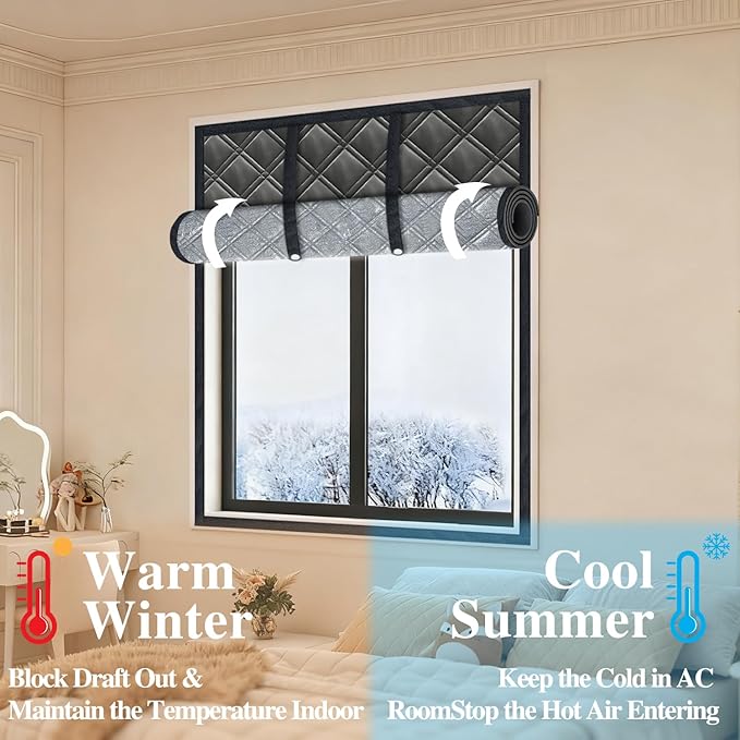 Gulrear 67"x59" Window Insulation Kit for Winter,3Layer Thermal Window Insulation Cover for Winterizing to Block Cold Drafts and Insulates,Features Velcro for Adjustable Fit for RV,Indoor Window
