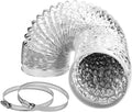 4 Inch 3 FT Flexible Dryer Vent Hose, 6-Ply Aluminum Foil Dryer Vent Kit with 2 Clamps for HVAC Ventilation Silver PVC