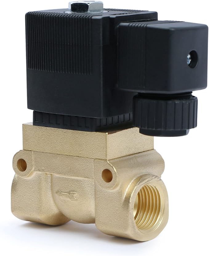 U.S. Solid 1/4" High Pressure Solenoid Valve, 12V DC, Brass, 50 bar, 300°F - Heat-Resistant, High-Pressure Valve for Industrial Use, Water, Gas, Oil and Fluid Control