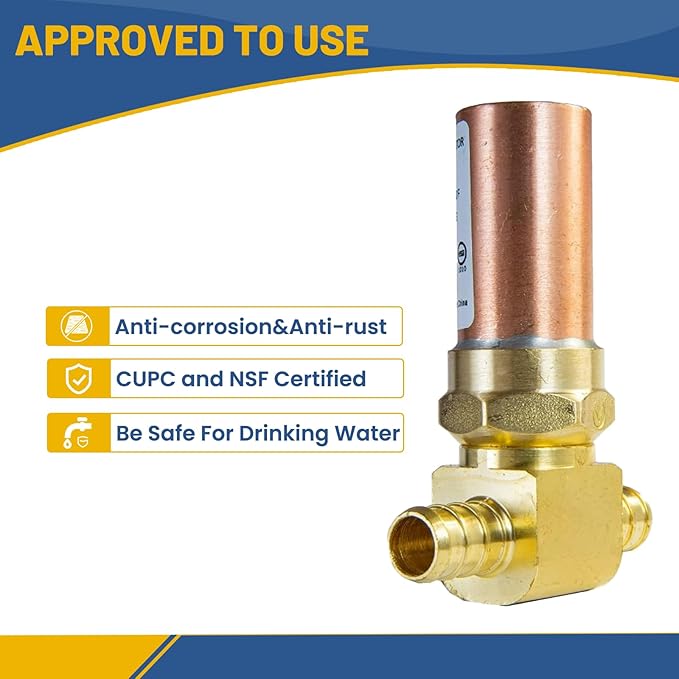 Water Hammer Arrestor,1/2Inch Tee Copper Water Arrestor,Pex Crimp Connection(20PACK,Copper Arrestor)(HAMMER010-20Pack)