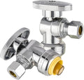 HeSun 2-PCs Push-Fit Angle Stop Valve, 1/2" Push x 1/4" OD Compression Angle Stop, 1/4 Turn Water Shut Off Valve for Bathroom with Disconnect Clip Tool