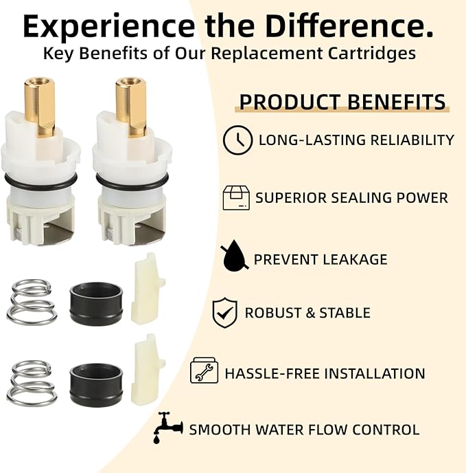 RP25513 Faucet Stem Replacement for Delta Two Handle Faucet Repair Kit, 2 Pack Cartridge Parts w/ RP4993 Seats & Springs, Includes RP24096 RP24097