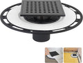 Square Shower Drain, 6-Inch Matte Black Kit with Bonding Flange, Removable Stainless Steel Grate & Hair Strainer, Fits 2" & 3" Pipes for Tiled Floors