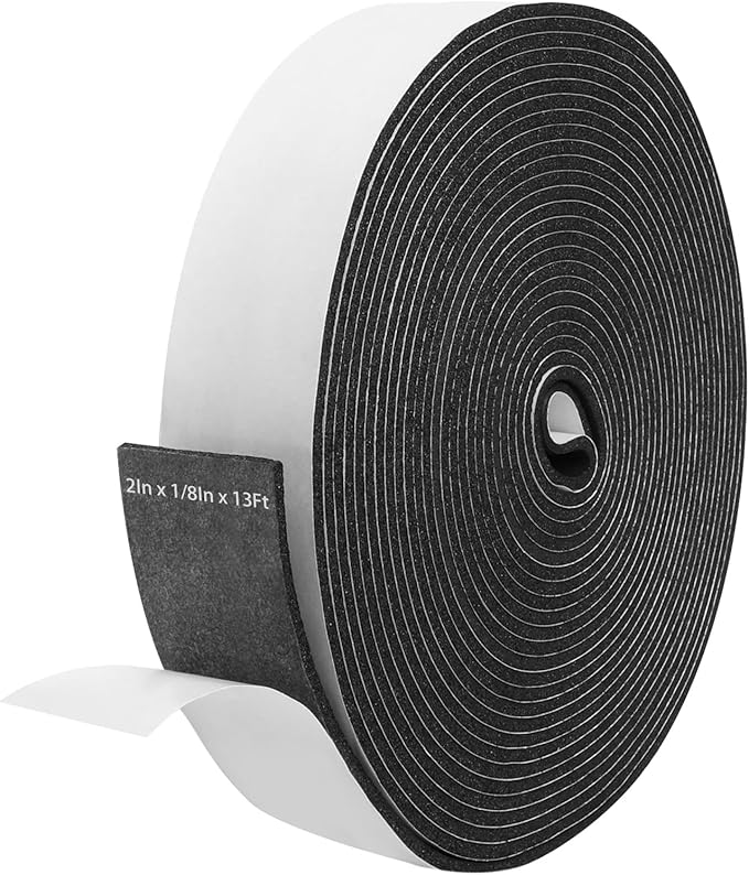 Storystore Foam Insulation Tape Self Adhesive, 2In x 1/8In x 13Ft Weather Stripping for Doors and Windows, Sound Proof Soundproofing Door Seal, Weatherstrip, Air Conditioning Seal Strip