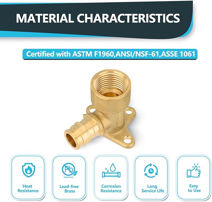 (20-Pack) Seelink PEX-A Expansion Fittings, PEX-A 1/2" x 1/2" Female NPT Drop Ear Elbow, Brass Expansion Pipe Fittings, ASTM F1960