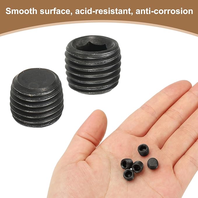 Pipe Plug Carbon Steel Internal Hex Thread Socket Pipe Plug Fitting - Fitting for (Sealing Port - Air Tanks - Water Outlets) 1/16 Inch NPT Male & 6 Pack