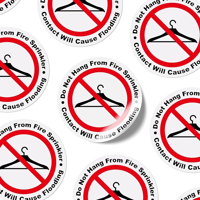 50 PCS Do Not Hang from Fire Sprinkler Sign,3 inch Super Adhesive Vinyl Stickers