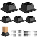 4x4 Post Base 5Pcs,Heavy Duty 4x4 Post Bracket Fit 3.5"x3.5" Standard Lumber, Steel Deck Post Base for Deck Porch Handrail Railing Support with Screws