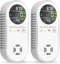 Carbon Monoxide Detectors & Natural Gas Detector, 4-in-1 Carbon Monoxide Detectors Plug in, Gas Leak Detector with Dual Alarms, Temperature & Humidity Sensor for Home, RV, White, 2 Pack