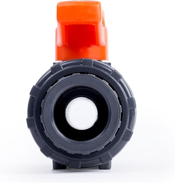 HYDROSEAL Kaplan 1/2" PVC True Union Ball Valve with Full Port, ASTM F1970, EPDM O-Rings and Reversible PTFE Seats, Rated at 200 PSI @73F, Gray, 1/2 inch Socket (1/2")