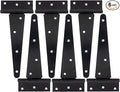 HLMOptimo Heavy Duty T Hinge Tee T Strap Shed Gate Barn Fence Door Hinge Wrought Rustproof All Size Black (6 pcs, 8 inch)