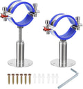 uxcell 2Pcs Stainless Steel Pipe Supports Wall Mount Ceiling Mount Pipe Bracket Adjustable Clamp Pipe Strap Fit for Dia 51-57mm Pipe Tube